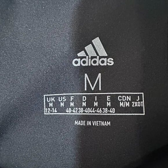 NWT Adidas Tights Women’s Medium Black White 3 Stripe 7/8 Training 3/4 Length - Picture 6 of 13